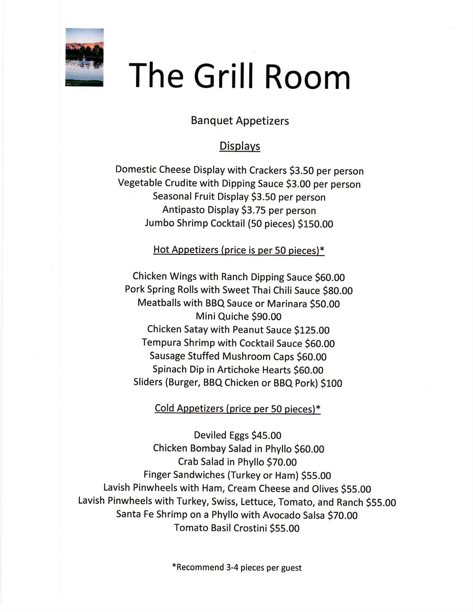 Menu The Grill Room 51015 in Mountain Falls